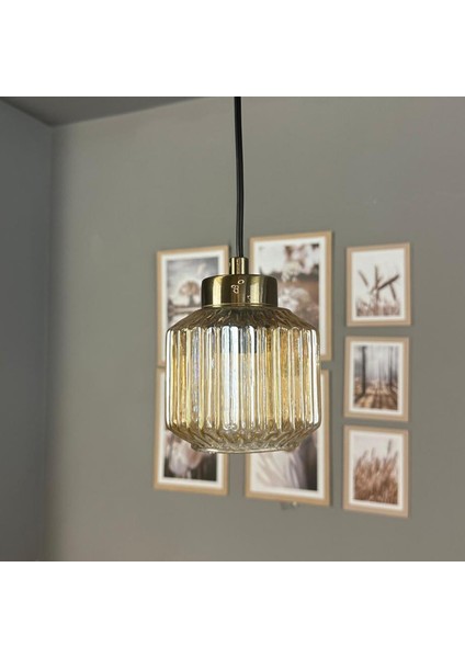 Jerno Cam Bal Rengi Tekli Avize Plafonyer Rozans Başlık Retro Sarkıt Lamba Salon Aydınlatma fırsatları