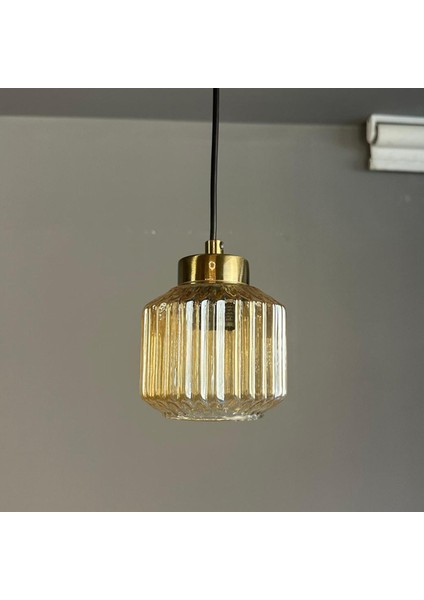 Jerno Cam Bal Rengi Tekli Avize Plafonyer Rozans Başlık Retro Sarkıt Lamba Salon Aydınlatma indirimleri