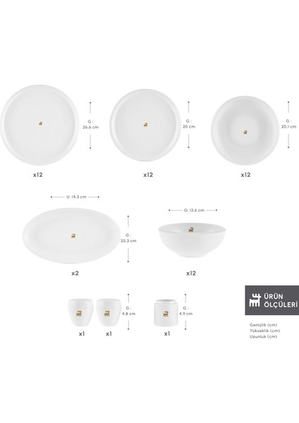 Stream Bone Neptun Gold Logo 53 Parça 12 Kişilik Yemek Takımı fiyatları