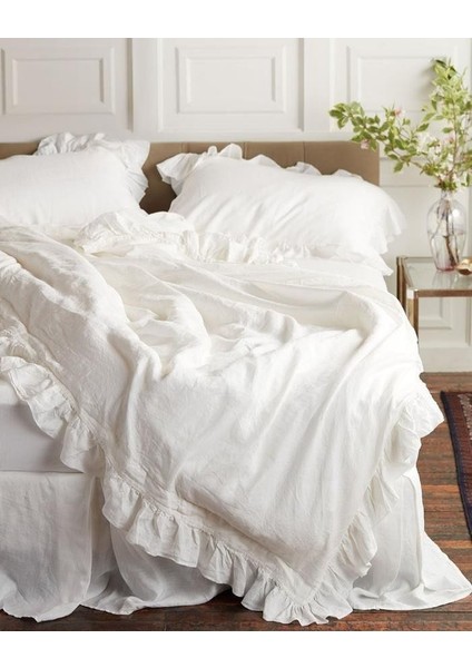 Fırfırlı Nevresim Takımı Beyaz 200X220 Ebatında 3 Parça fiyatları