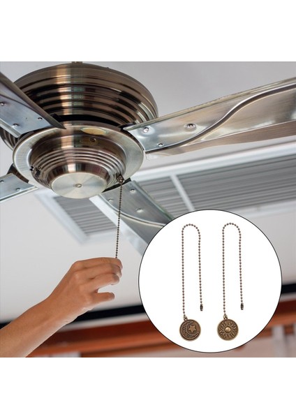 2pcs Tavan Fan Çekme Zinciri Seti Güneş ve Ay Desen Çekme Zincirleri Uzatma Bakır Boncuklu Top Fan Çekme Zinciri Süslemeli (Yurt Dışından) indirimleri
