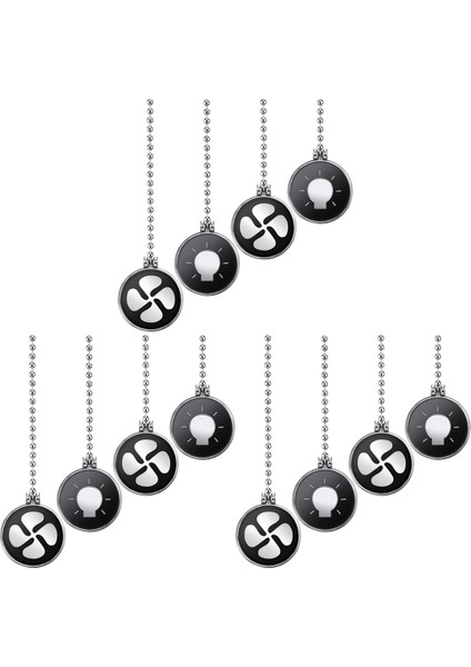 Tavan Fanı Çekme Zinciri Seti 12 Pcs Ampul ve Fan Deseni Çekme Zinciri Tavan Fan Zinciri Uzatma Bilyalı Fan Zinciri (Yurt Dışından)