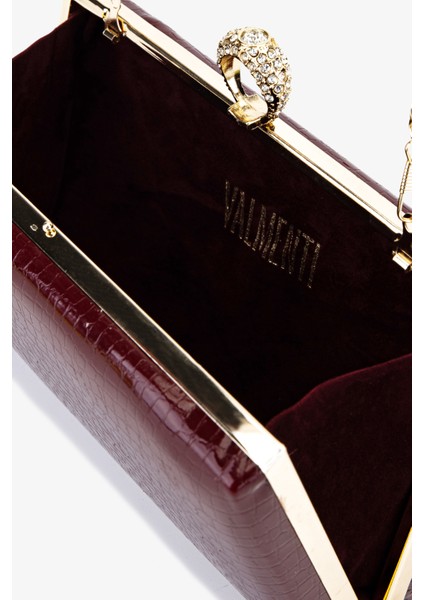 Kadın Vegan Bordo Abiye Çanta 1083 030 Bn Cnt SK25-26 Bordo Kroko modelleri