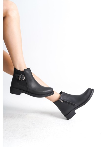 Luna Fermuarlı Lastikli Ortopedik Taban Topuklu Kadın Bot Cst - Siyah fiyatları