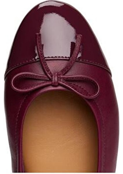 Kadın Balerin Ayakkabı Düz Tabanlı Patentli Şık Tasarım Kırmızı Renk