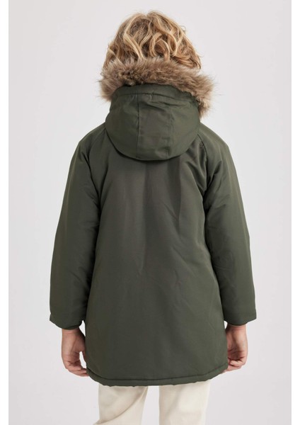Erkek Çocuk Kapüşonlu Su İtici Pelüş Astar Uzun Mont Kaban A2259A823WN