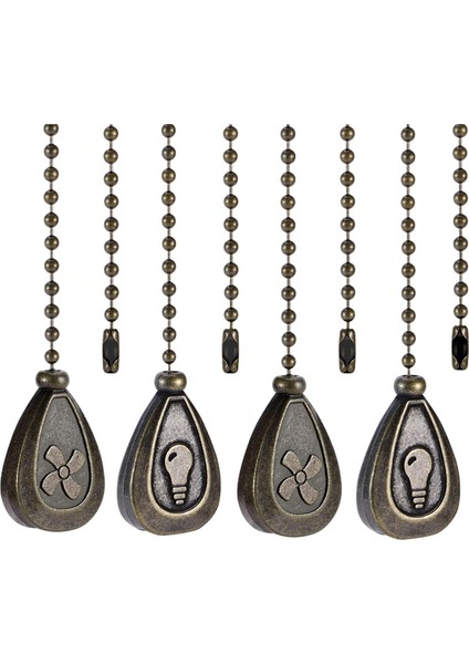 4 Paket Bronz Tavan Fanı Çekme Zinciri Uzantısı Klasik Damla Şeklinde Kolye Çekme Zincirleri Tavan Tanıtağı ve Işıkları (Yurt Dışından)