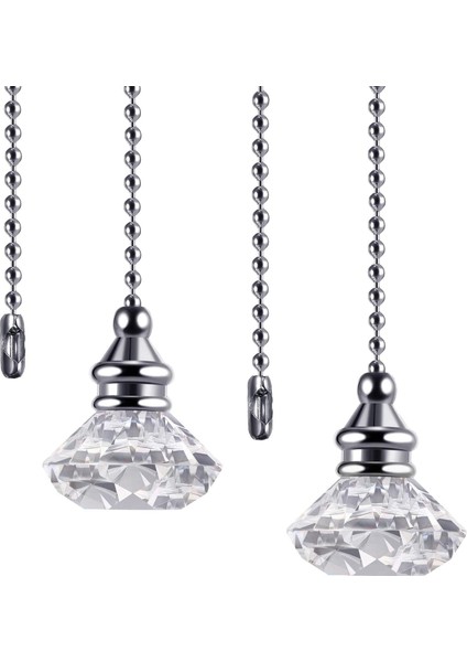 2 Adet Kristal Çekme Zincirleri Tavan Fan Zinciri Uzatma Fanı Çekme Zinciri Kolye 50 cm Tavan Fan Zinciri Genişletici Süsleme (Yurt Dışından)