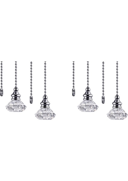 4 Adet Kristal Çekme Zincirleri Tavan Fan Zinciri Uzatma Fanı Çekme Zinciri Kolye 50 cm Tavan Fan Zinciri Genişletici Süsleme (Yurt Dışından)