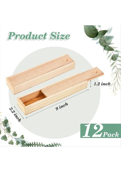 12 Adet Sürgülü Kapaklı Bitmemiş Ahşap Kutu 9 x 2 2 x 1 2 Inç Küçük Ahşap Kutu Kılıf Konteyner Mücevher Kutusu Kalem Kutusu (Yurt Dışından) fiyatları