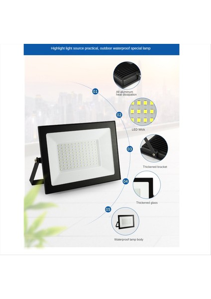 Abd Fiş 2 Adet Taşkın Işıkları Açık 100W LED Iş Işığı Su Geçirmez Dış Güvenlik Işıkları Dış Işmaların Dışında 6500K (Yurt Dışından)