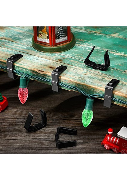 50 Paket Tatil Işık Klipleri Açık Kancalar Noel Dekorasyon Çatı Oluğu Çit Siyah Noel Askısı (Yurt Dışından) fiyatları