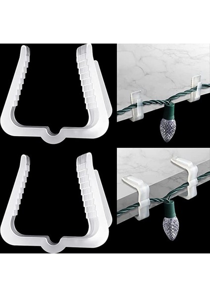 100 Paket Tatil Işık Klipleri Açık Kancalar Noel Dekorasyon Çatı Oluk Çit Için Noel Askısı Beyaz (Yurt Dışından)