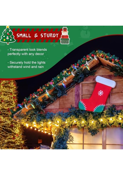 100 Paket Tatil Işık Klipleri Açık Kancalar Noel Dekorasyon Çatı Oluk Çit Için Noel Askısı Beyaz (Yurt Dışından) fırsatları