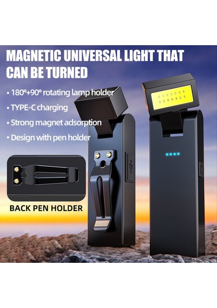 Manyetik Iş Işığı Şarj Edilebilir Kobu El Feneri Gece Iş Acil Durum Lambası Gece Işığı Küçük Araba Lambası (Yurt Dışından) modelleri