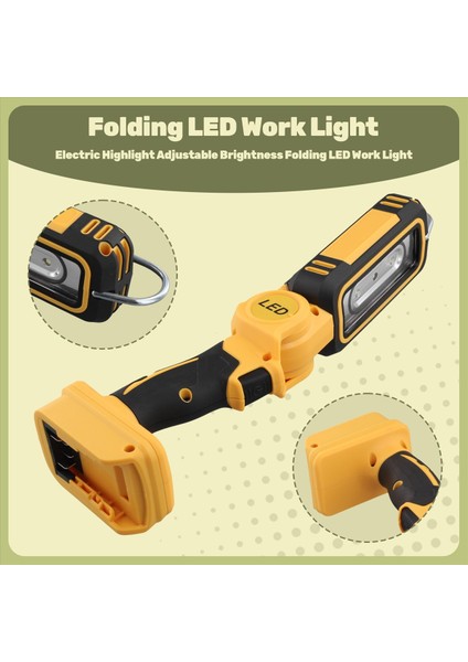 Dış Mekan Elektrikli Vurgu Ayarlanabilir Parlaklık Katlama LED Iş Işığı Dewalt 18V 20V Pil Için Çok Işlevli (Yurt Dışından) fırsatları