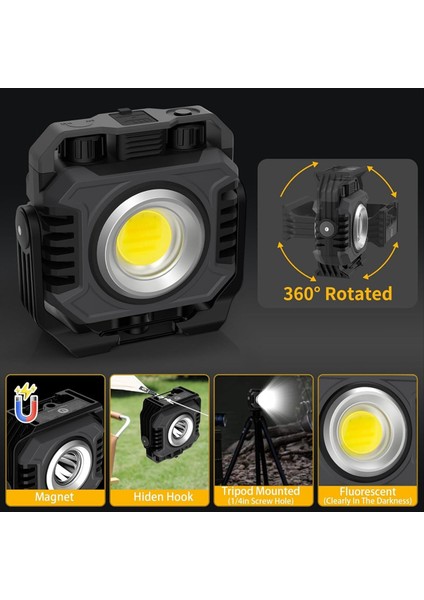 LED Çalışma Lambası 5000MAH IP66 Su Geçirmez Iş Işığı Cos Manyetik Açık Kamp Çadır Lambası Acil Durum Için Onarım (Yurt Dışından) fırsatları