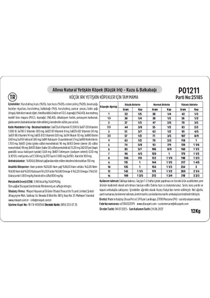 Natural Kuzulu & Balkabağı Düşük Tahıllı Küçük Irk Yetişkin Köpek Maması 12 Kg