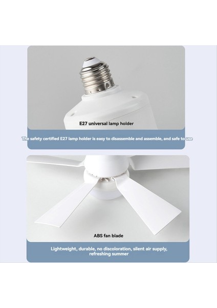 Soket Fan Işığı Uzaktan Kumanda Mesafesi 5m E27 3 Hızlı Dimmable LED Taban Voltajı 85-265V 40W Beyaz (Yurt Dışından)