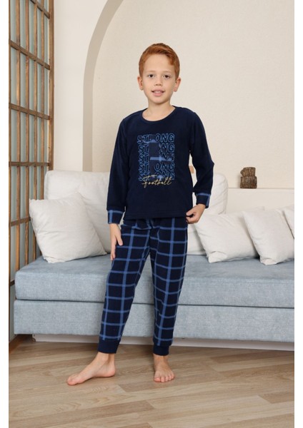 Strong Desenli Welsoft Erkek Çocuk Pijama Takımı - Lacivert