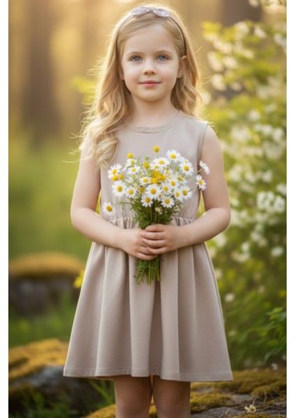 0006 - Kız Çocuk Kumbeji Elbise Fiyonk Bandana Takım fiyatları