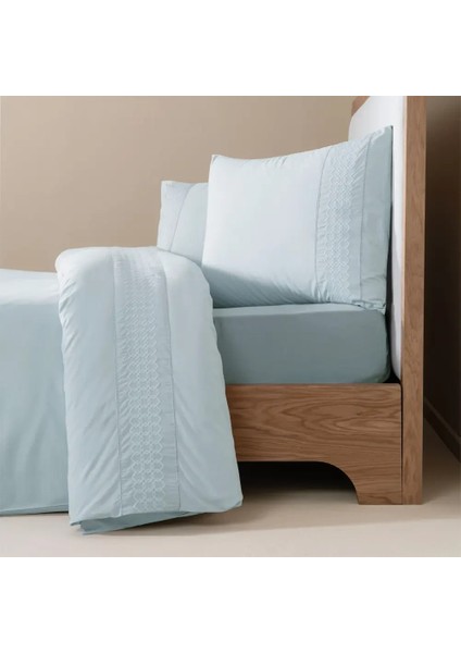 %100 Pamuk Percale Nevresim Seti 240X220 cm Mavi - Juana Serisi