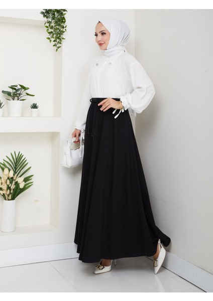 Beli Lastikli Ipli Kot Kloş Etek Siyah modelleri