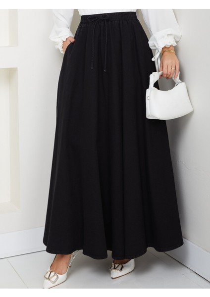 Beli Lastikli Ipli Kot Kloş Etek Siyah fırsatları