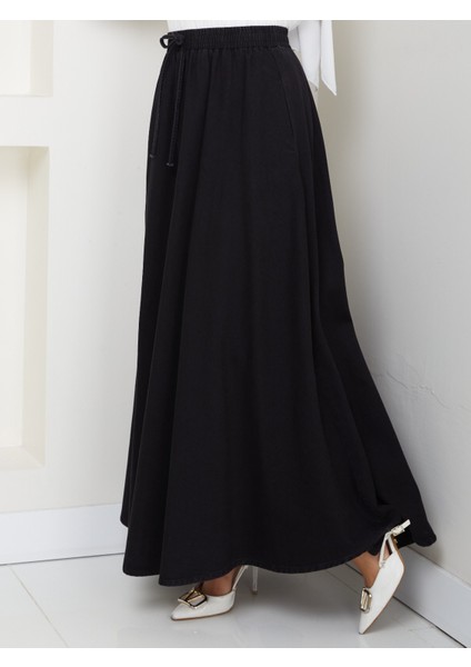 Beli Lastikli Ipli Kot Kloş Etek Siyah indirimleri