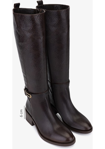 Kadın Hakiki Deri Kahverengi Topuklu Çizme 33 5030-1 Bn Czm SK25-26 Kahve Tas Dr fiyatları