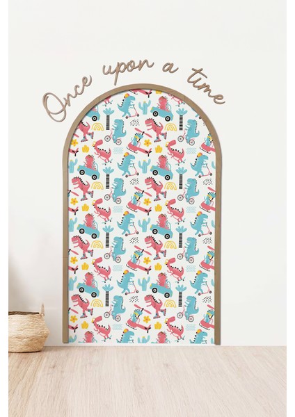 Renkli Dinozor Çocuk-Bebek-Kreş Odası Dekoru, Duvar Stickeri, Once Upon A Time Yapışkan Yazı, Oval Çerçeve, Kitap Köşesi, Masal Köşesi, Duvar Kağıdı, Torun Yeni Doğan Hediyesi, Karne Hediyesi fiyatları