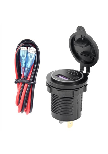 Pd Tip C USB Araç Şarj Cihazı ve Qc 3 0 Hızlı Şarj Cihazı 12V Güç Çıkış Soketi Motosiklet Rv Atv Mavi Için Açma/kapama Anahtarı (Yurt Dışından)