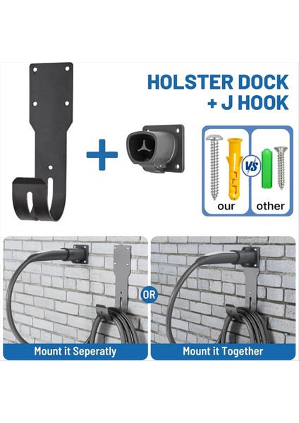 Ev Şarj Cihazı Tutucu Duvar Montajı Dock &amp J-Hook Tesla Model X/y/3/s Ev Şarj Kablosu Askı Nacs Konnektörü (Yurt Dışından) fırsatları