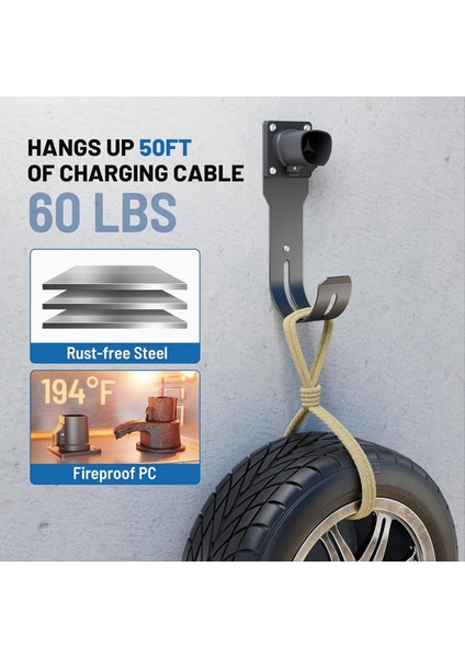 Ev Şarj Cihazı Tutucu Duvar Montajı Dock &amp J-Hook Tesla Model X/y/3/s Ev Şarj Kablosu Askı Nacs Konnektörü (Yurt Dışından) indirimleri