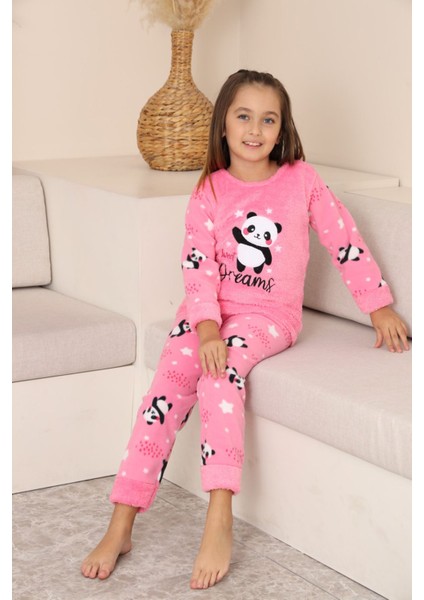 Panda Desenli Welsoft Kız Çocuk Pijama takımı-Pembe - Pembe fiyatları
