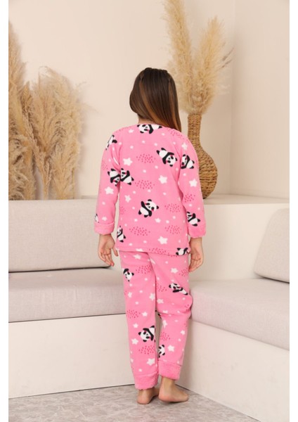 Panda Desenli Welsoft Kız Çocuk Pijama takımı-Pembe - Pembe modelleri