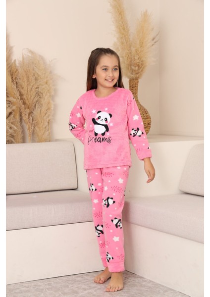 Panda Desenli Welsoft Kız Çocuk Pijama takımı-Pembe - Pembe indirimleri