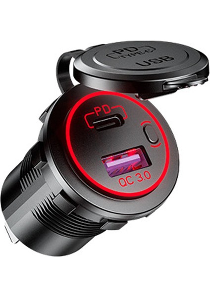 Pd Tip C USB Araç Şarj Cihazı ve Qc 3 0 Hızlı Şarj Cihazı 12V Güç Çıkış Soketi Motosiklet Rv Atv Kırmızı Için Açma/kapama Anahtarı (Yurt Dışından) fiyatları