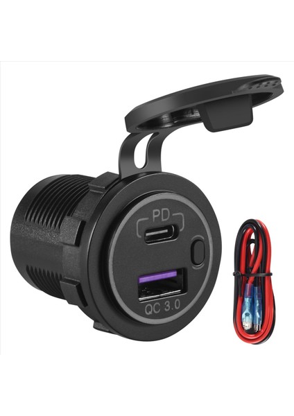 Pd Tip C USB Araç Şarj Cihazı ve Qc 3 0 Hızlı Şarj Cihazı 12V Güç Çıkış Soketi Motosiklet Rv Atv Kırmızı Için Açma/kapama Anahtarı (Yurt Dışından) modelleri