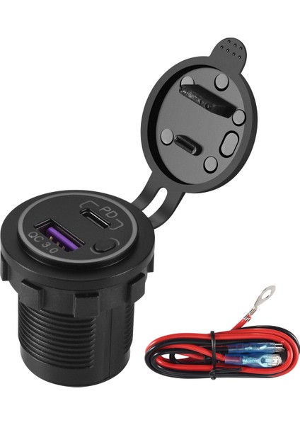 Pd Tip C USB Araç Şarj Cihazı ve Qc 3 0 Hızlı Şarj Cihazı 12V Güç Çıkış Soketi Motosiklet Rv Atv Kırmızı Için Açma/kapama Anahtarı (Yurt Dışından) fırsatları