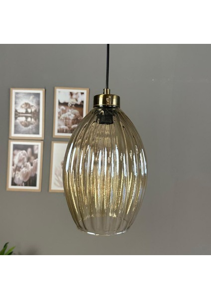 Yolza Cam Bal Rengi Tekli Avize Küçük Plafonyer Başlık Retro Sarkıt Lamba Salon Aydınlatma fiyatları