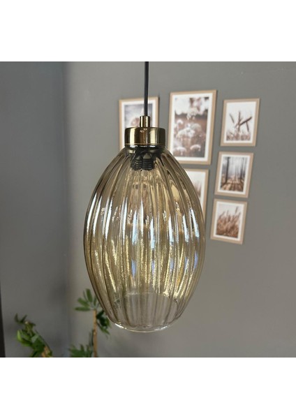 Yolza Cam Bal Rengi Tekli Avize Küçük Plafonyer Başlık Retro Sarkıt Lamba Salon Aydınlatma modelleri