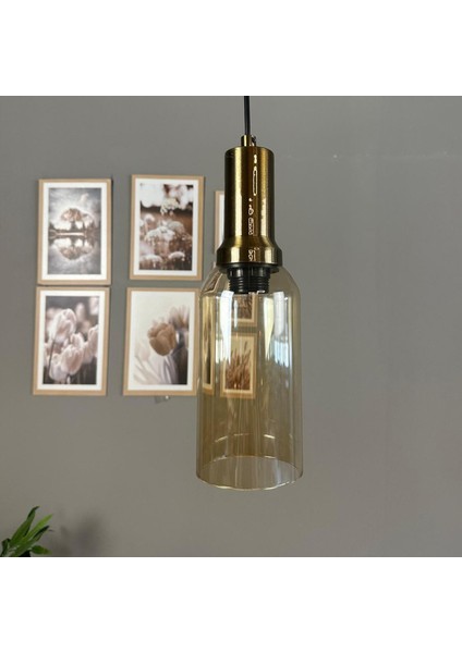 Windy Cam Bal Rengi Tekli Avize Eskitme Fener Başlık Retro Sarkıt Lamba Salon Aydınlatma