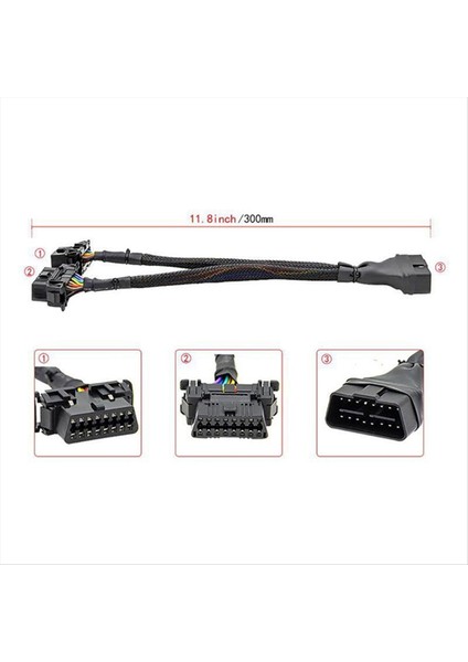 2pcs 2 Arada 1 Obd2 Uzatma Kablosu Obdıı Male To 2 Dişi Splitter Araç Bilgisayar Bağlantısı Dönüşüm Fişi Soketi 30CM (Yurt Dışından) modelleri