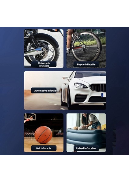 Mini Elektrikli Bisiklet Hava Pompası 150PSI Güçlü Hava Kompresörü Basınç Ekranı Motosik Bisiklet Lastik Şişiricisi Siyah Turuncu (Yurt Dışından)