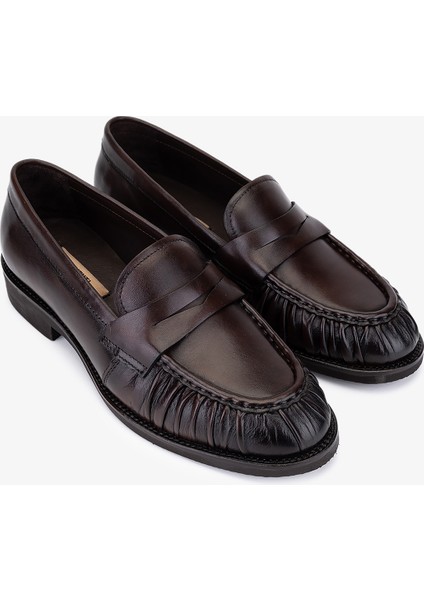 Kadın Hakiki Deri Kahverengi Loafer Ayakkabı 987 Z146 Bn Ayk SK25-26 Kahve Derı fiyatları