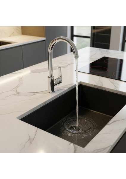 Banora Rauline, Krom Mutfak Bataryası, Paslanmaz Pirinç Gövde, Su Tasarruflu 360° Döner Musluk