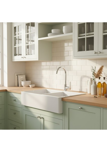 Banora Rauline, Krom Mutfak Bataryası, Paslanmaz Pirinç Gövde, Su Tasarruflu 360° Döner Musluk