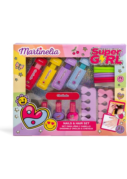 Super Girl Kız Çocuk Tırnak Bakım Seti ve Saç Tebeşir Seti