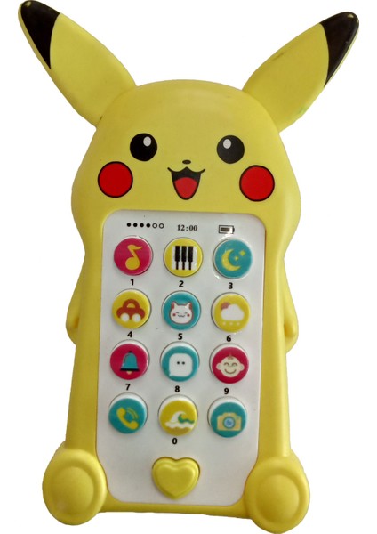 Fonksiyonel Pikaçu Sesli Müzikli Oyuncak Telefon 15 cm == Pil Hediyeli==